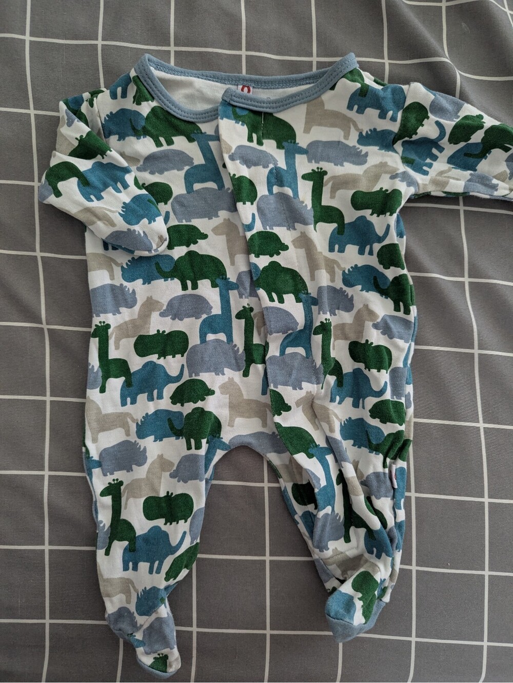 Magnetic blue and green zoo Safari animal sleep suit